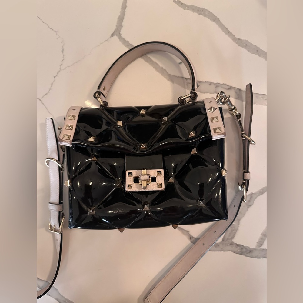 VALENTINO purse. Gold , silver, black and white. OK condition- a few studs miss